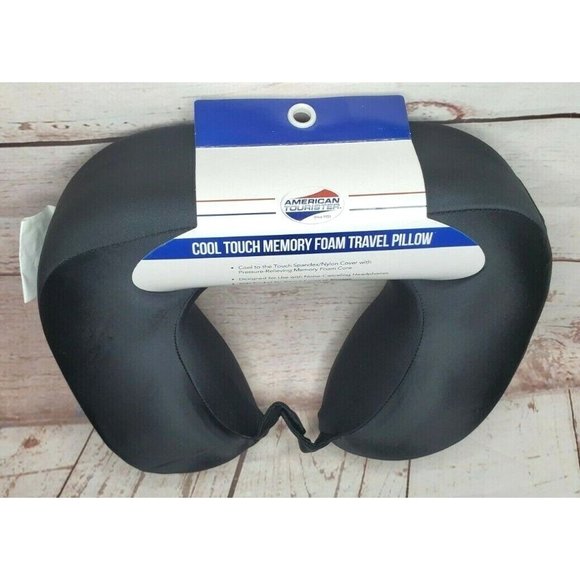 Premium American Tourister Cool Touch Memory Foam Travel Pillow with Pocket - Picture 2 of 12